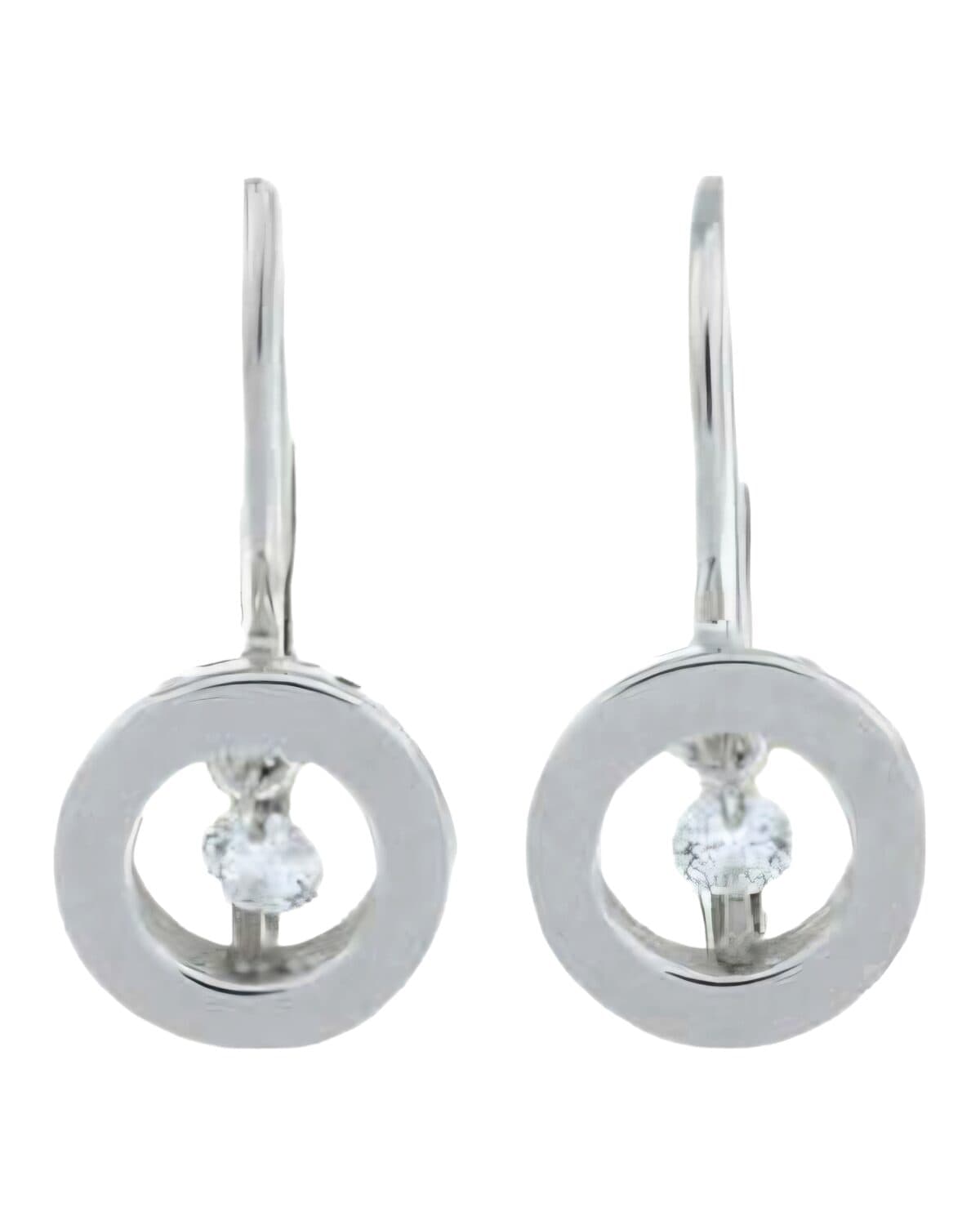 Diamond drop earrings photographed on a neutral ground